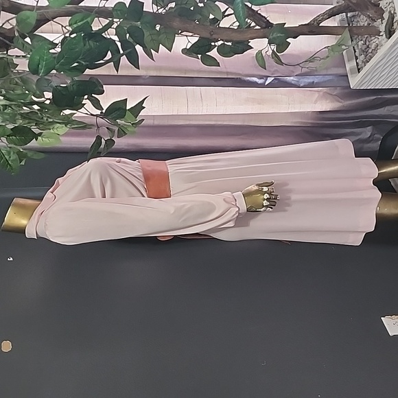 Vintage Pastel Pink Secretary Style Long Sleeve Midi Dress size S - Picture 4 of 9